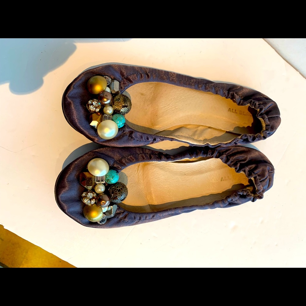 Embellished Purple Satin Ballet Flats-RUN SMALL!!